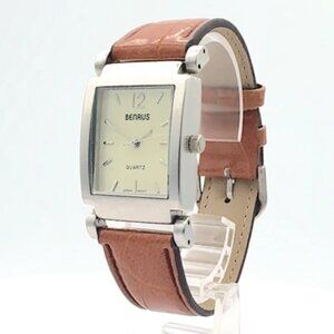 Benrus PM203BR Flex Lugs Men's Quartz Wristwatch 245 Japan Steel & Chrome
